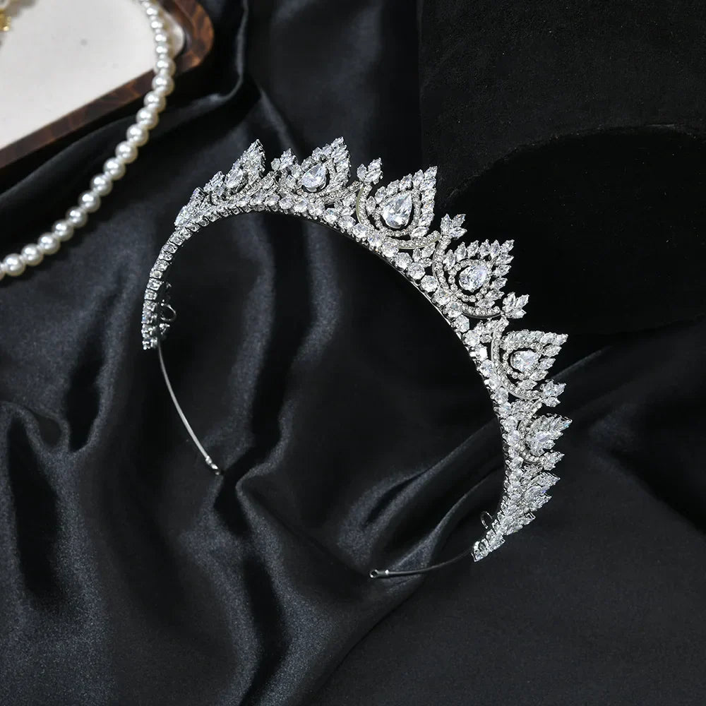 Wedding Hair Accessories Crystal Zircon Tiaras and Crowns CZ Zirconia Headband For Brides Princess Queen Diadem Bridal Jewelry