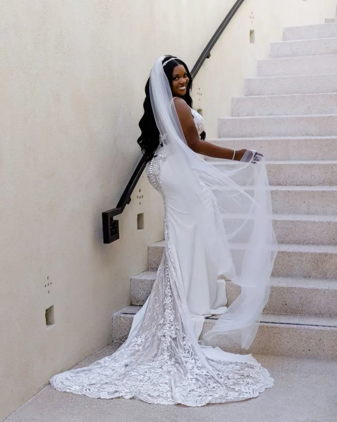 Signature Soft Long Tulle Wedding Veil with Cut Edge Simple Bridal Veil