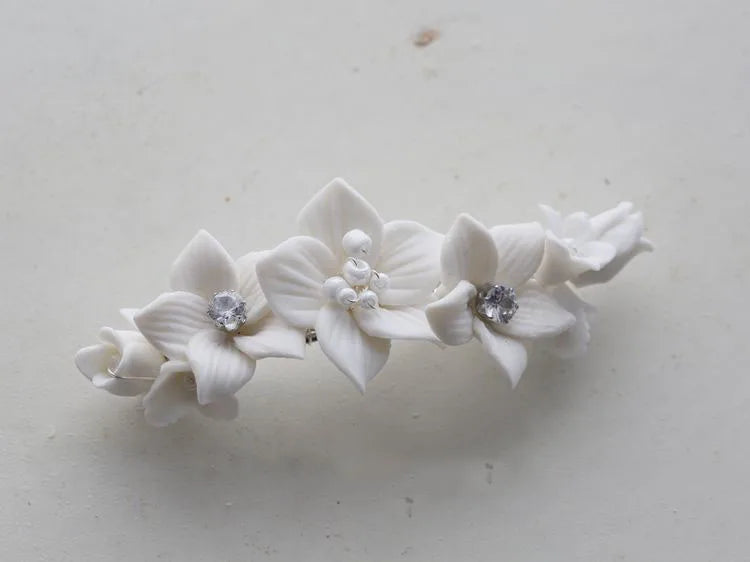Wedding Accessories Porcelain Flower Hair Pin Clip Women Girl Hairpin For Brides Gold Silver Color Head Piece Bridal Jewelry silver color H