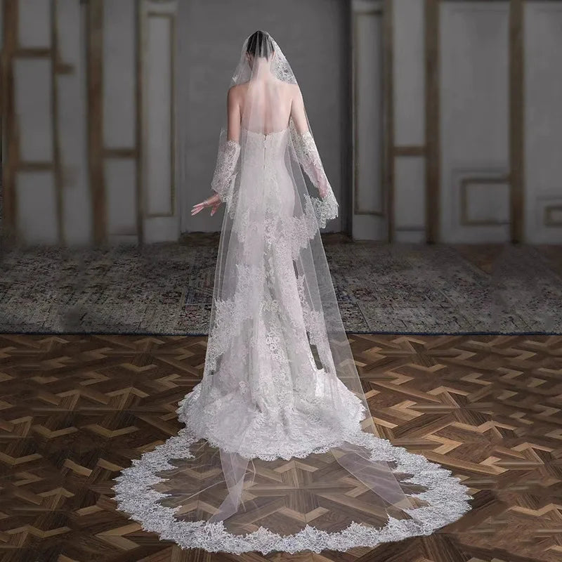 300cm White Black Bridal Veil Long Wedding Veils For Brides Evening Dinner Party Dress Women Girl Gifts Hair Accessories Jewelry