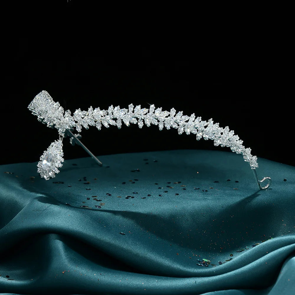Bridal Hair Jewelry CZ Zircon Tiara Headband Cubic Zirconia Headpiece Crown For Brides Women Prom Headdress Wedding Accessories