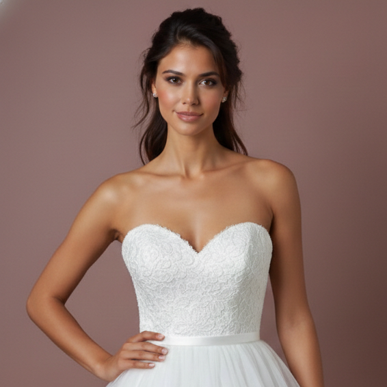 Short Sweetheart Wedding Dress Tulle Ball Gown Strapless