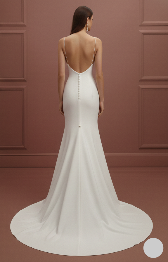 Sophisticated Column Wedding Dress Crepe Long Simple Elegant