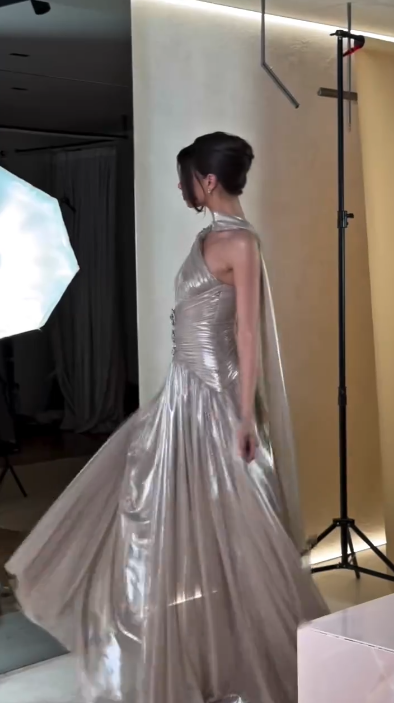 Stylish One Shoulder Satin Pleated A Line Long Prom Dress Formal Evening Dress With Scarf