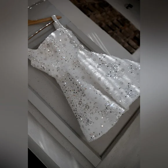 Elegant White Lace Sequin Beaded A Line Short Prom Dress Formal 7th Grade Homecoming Dress