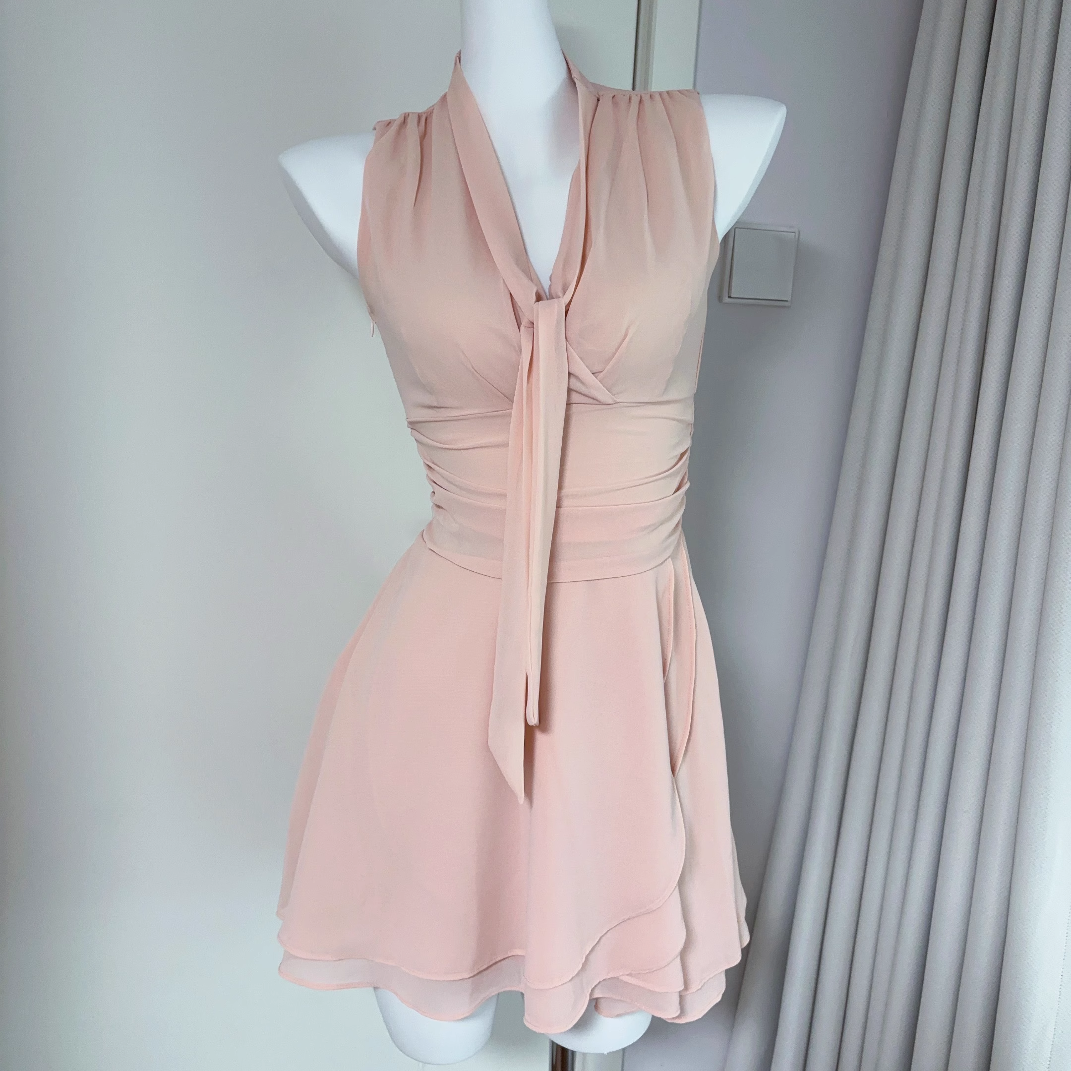 Pink Sleeveless Chiffon Short Vacation Dress Cocktail Dress