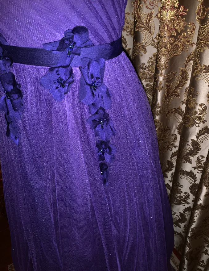 Elegant Purple One Shoulder Tulle Appliques A Line Wedding Guest Dress Long Party Dress