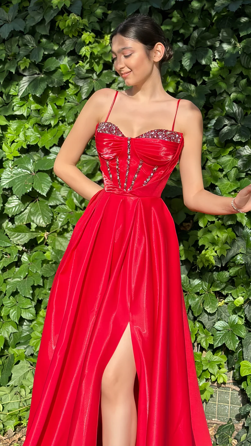 Beautiful Red A-Line Party Dress, Beaded Long Prom Dress Evening Dress