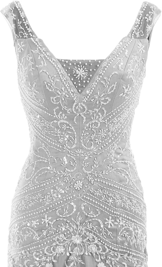 Mermaid V Neck Beaded Long Prom Dress Evening Gowns