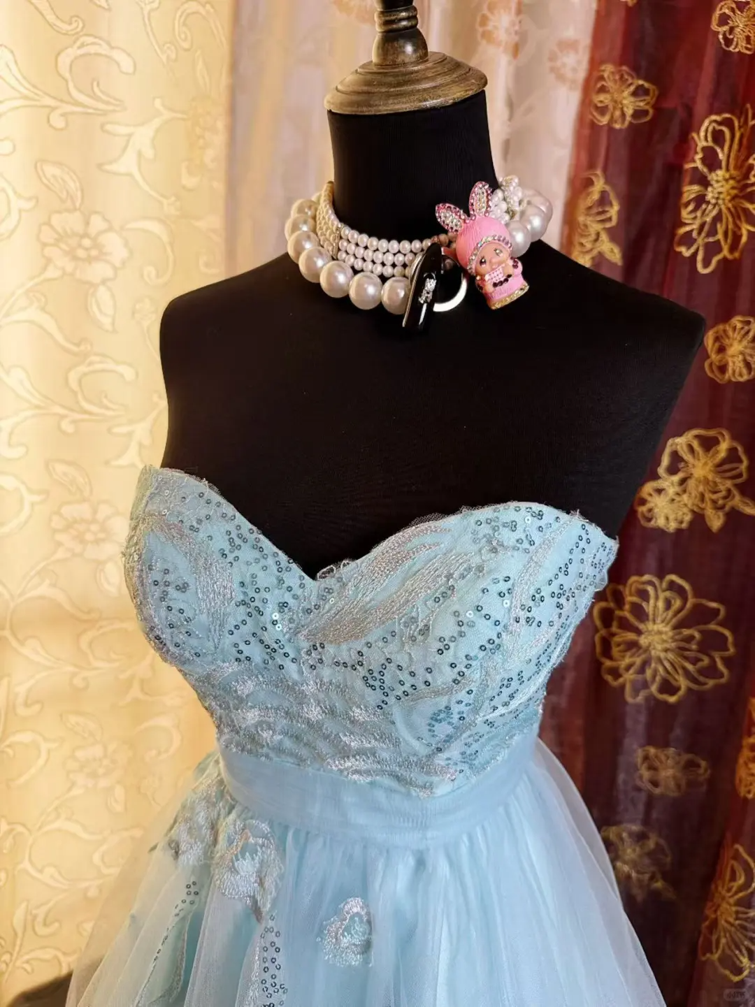 Cute Strapless Light Blue Tulle Appliques A Line Short Graduation Homecoming Dress 20th Birthday Outfits
