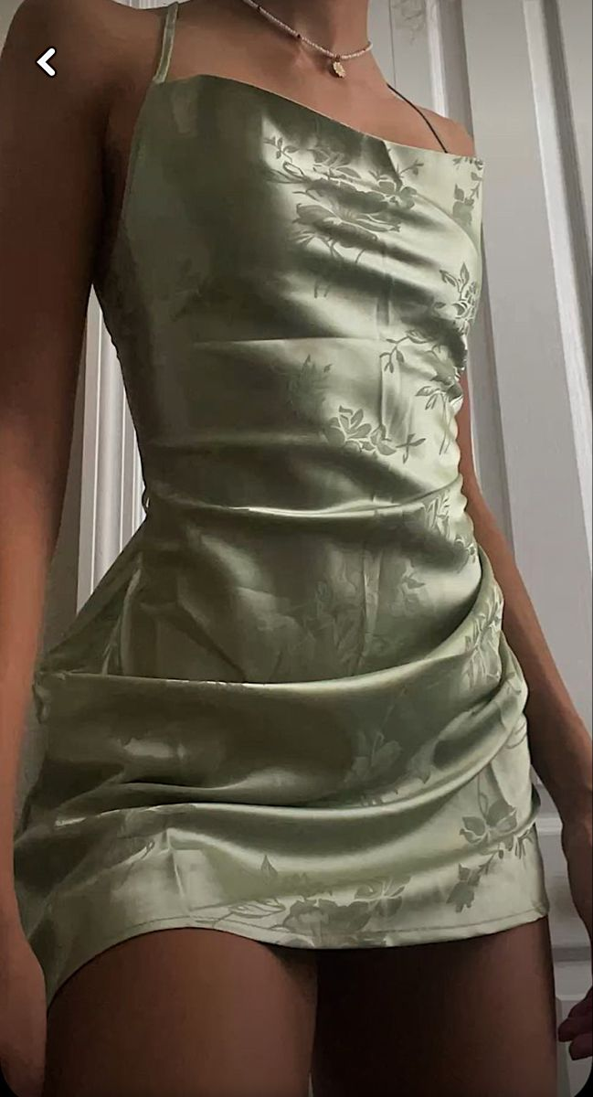 Classy Halter Green Satin Print Floral Sheath Cocktail Dress Short Homecoming Dress