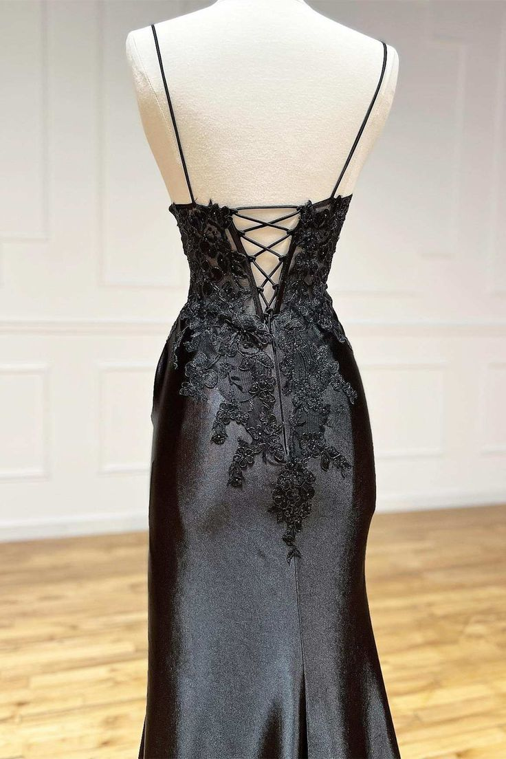 Elegant Burgundy Satin Appliques Evening Dress Slit Prom Party Dress