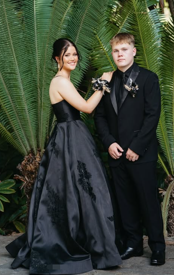 Chic Black Satin Long Prom Dress A Line Party Evening Gown