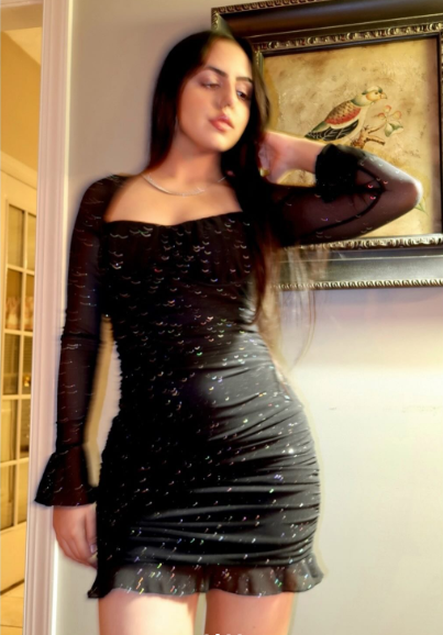 Sparkly Black Chiffon Sequin Ruffles Short Party Dress Formal Graduation Homecoming Dress