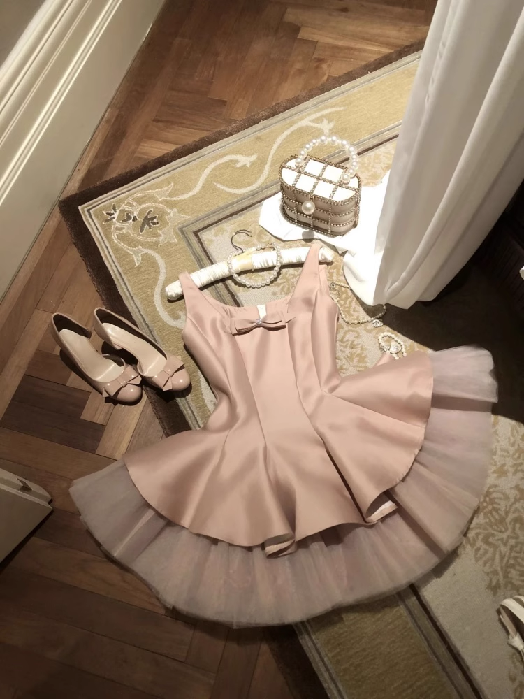 Sweet Pink Satin A Line Short Birthday Dress Homecoming Dress