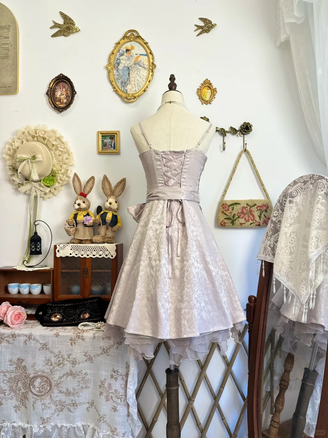 Vintage Satin Print Floral A Line Short Party Dress Homecoming Dress
