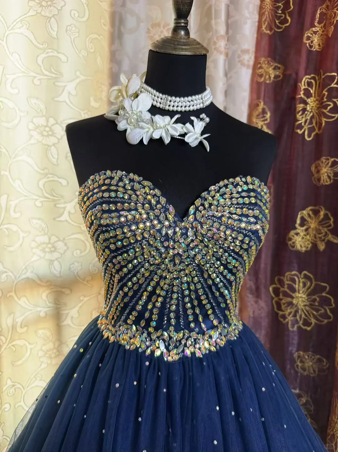 Sparkly Sweetheart Neck Blue Tulle Beaded A Line Short Prom Dress Formal Homecoming Dress