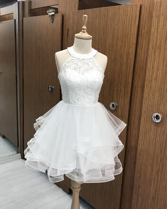 Short Organza Ruffles Homecoming Dresses Lace Halter