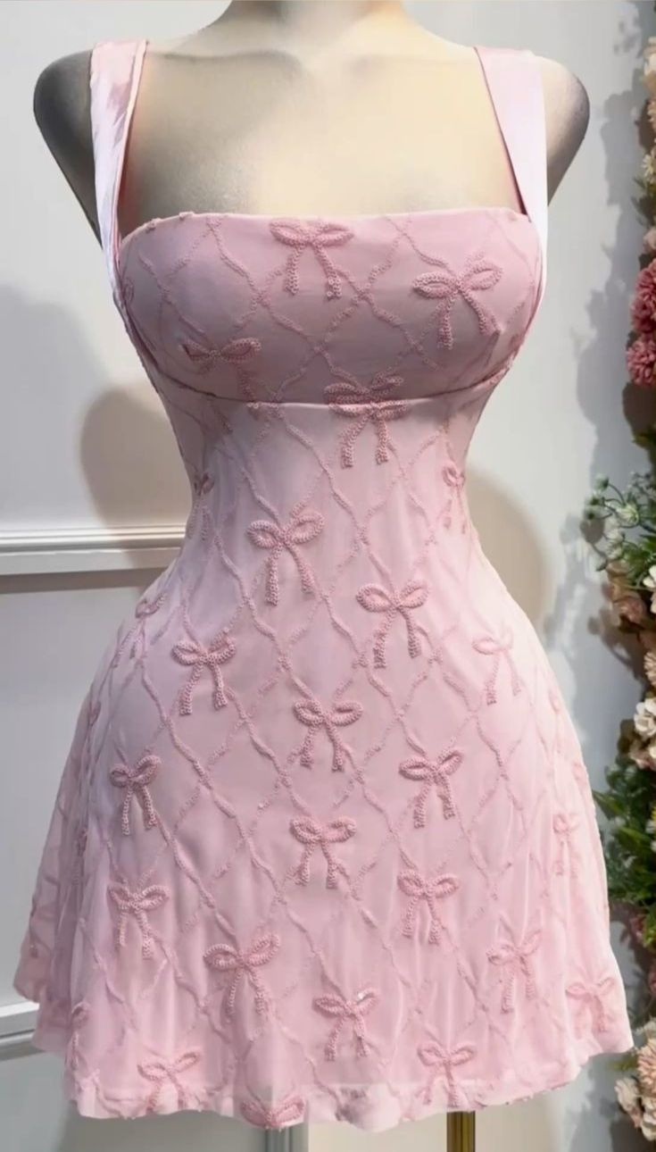 Classy Pink Satin Bow A Line Birthday Dress Cocktail Dress
