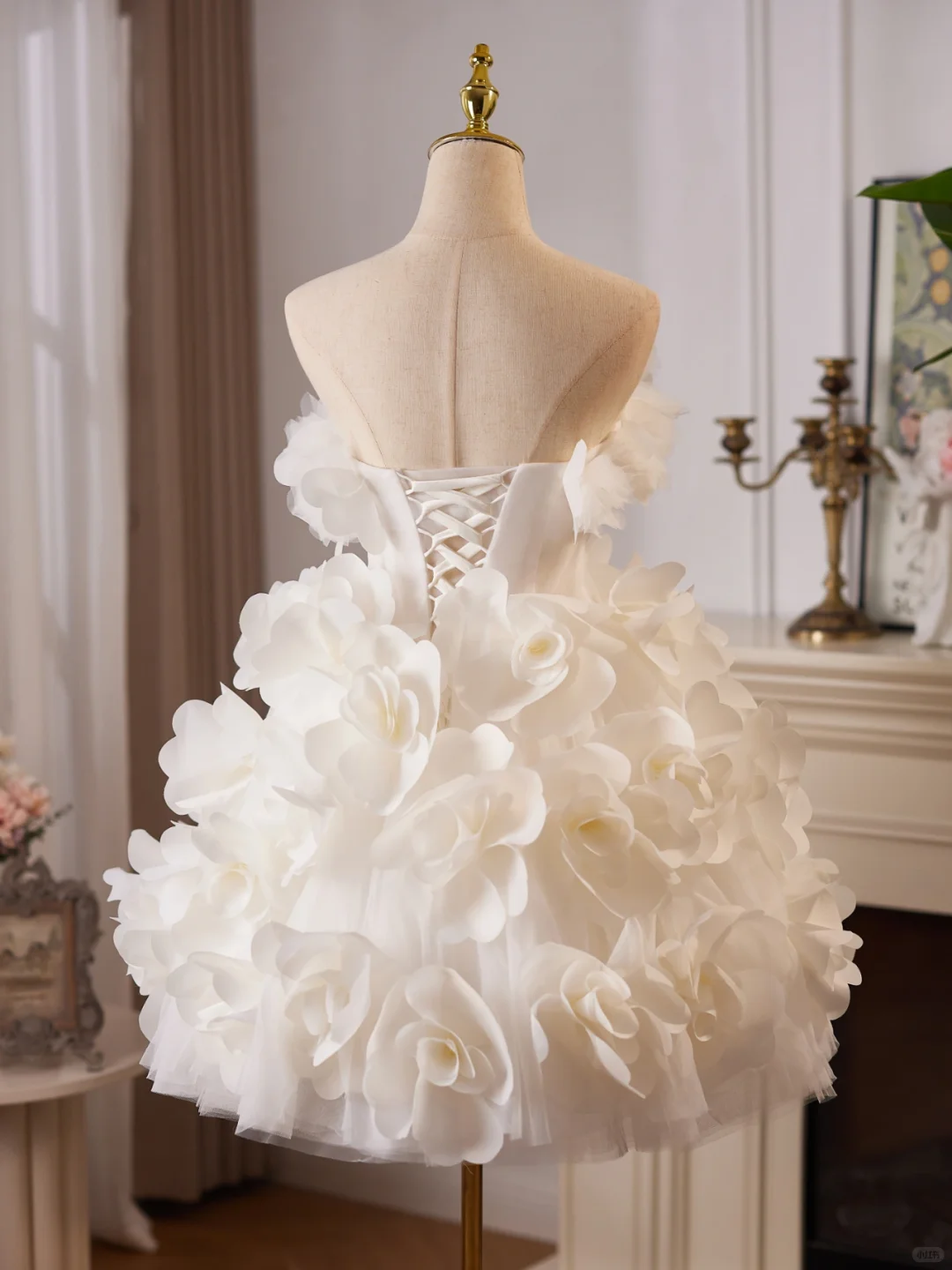 Gorgeous White Strapless Tulle 3D Flowers A Line 18th Birthday Outfits Short Homecoming Dress