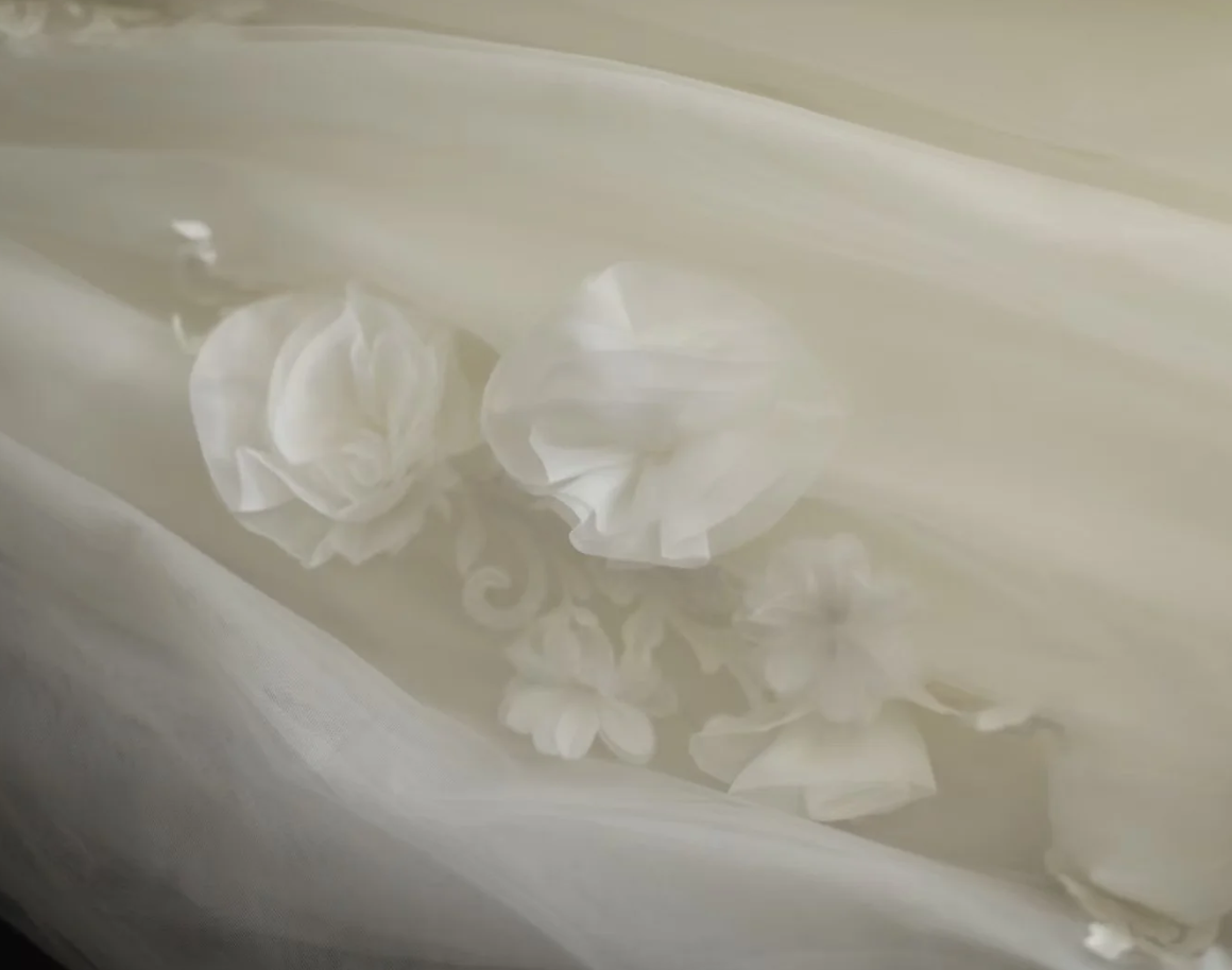 Fairy Strapless Tulle Appliqued Ball Gown White Long Wedding Dress