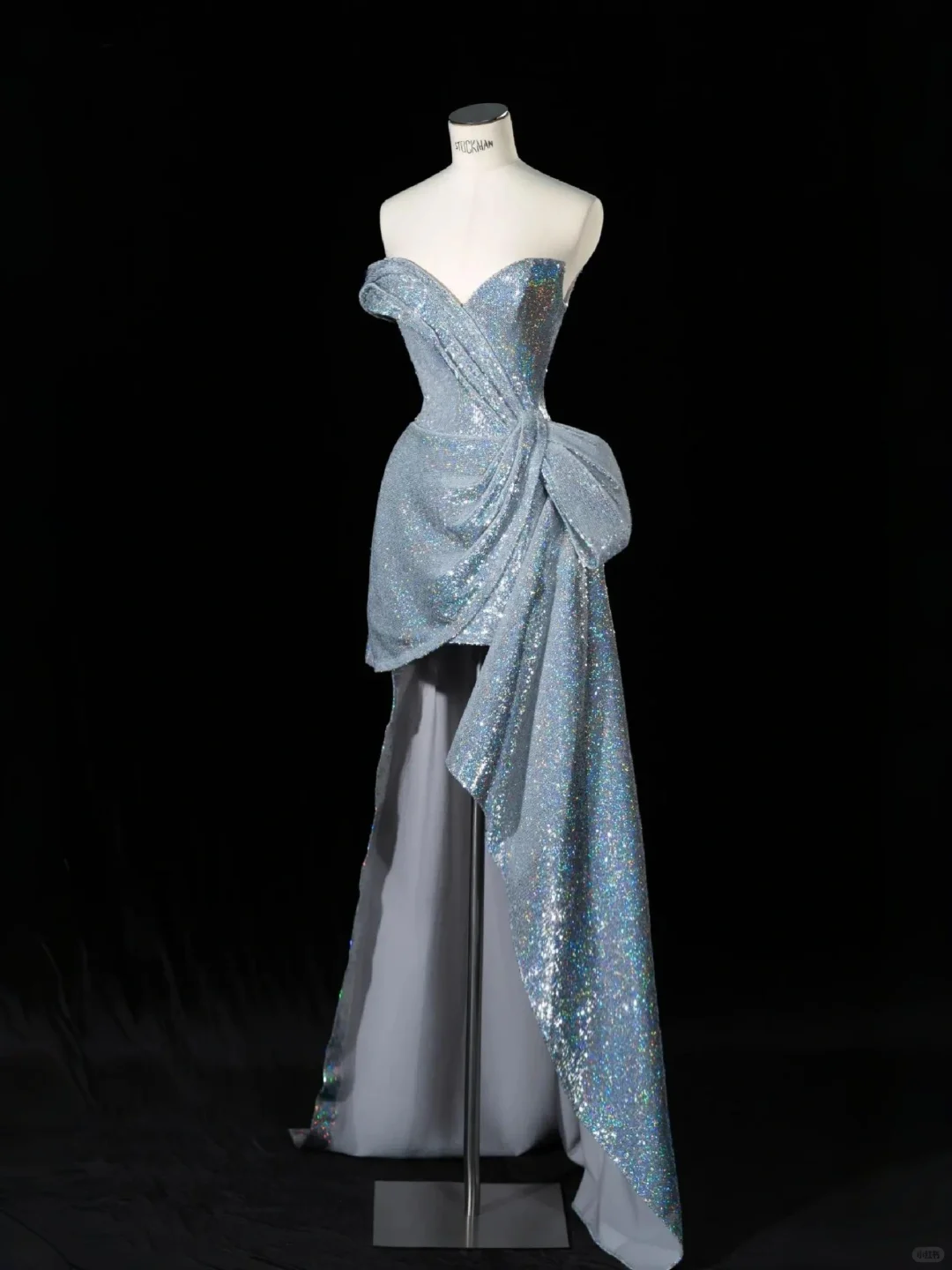 Glitter Blue Off The Shoulder Sequins Birthday Dress Formal Graduation Homecoming Dress