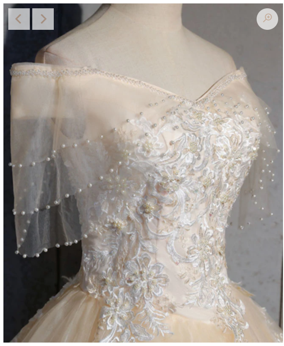 Champagne tulle lace long prom dress, champagne tulle evening dress