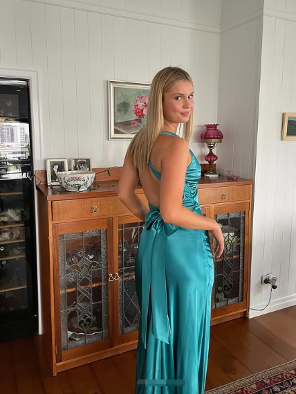 V Neck Green Backless Long Prom Dress Sexy Party Evening Dress