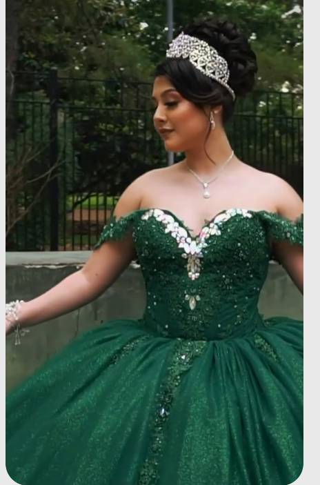 Green Off the Shoulder Quinceañera Dress Sweet 16 Dress Lace-up Ball Gown