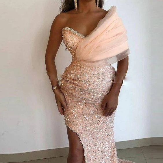Sequins sophisticated party dress, wedding reception prom dress