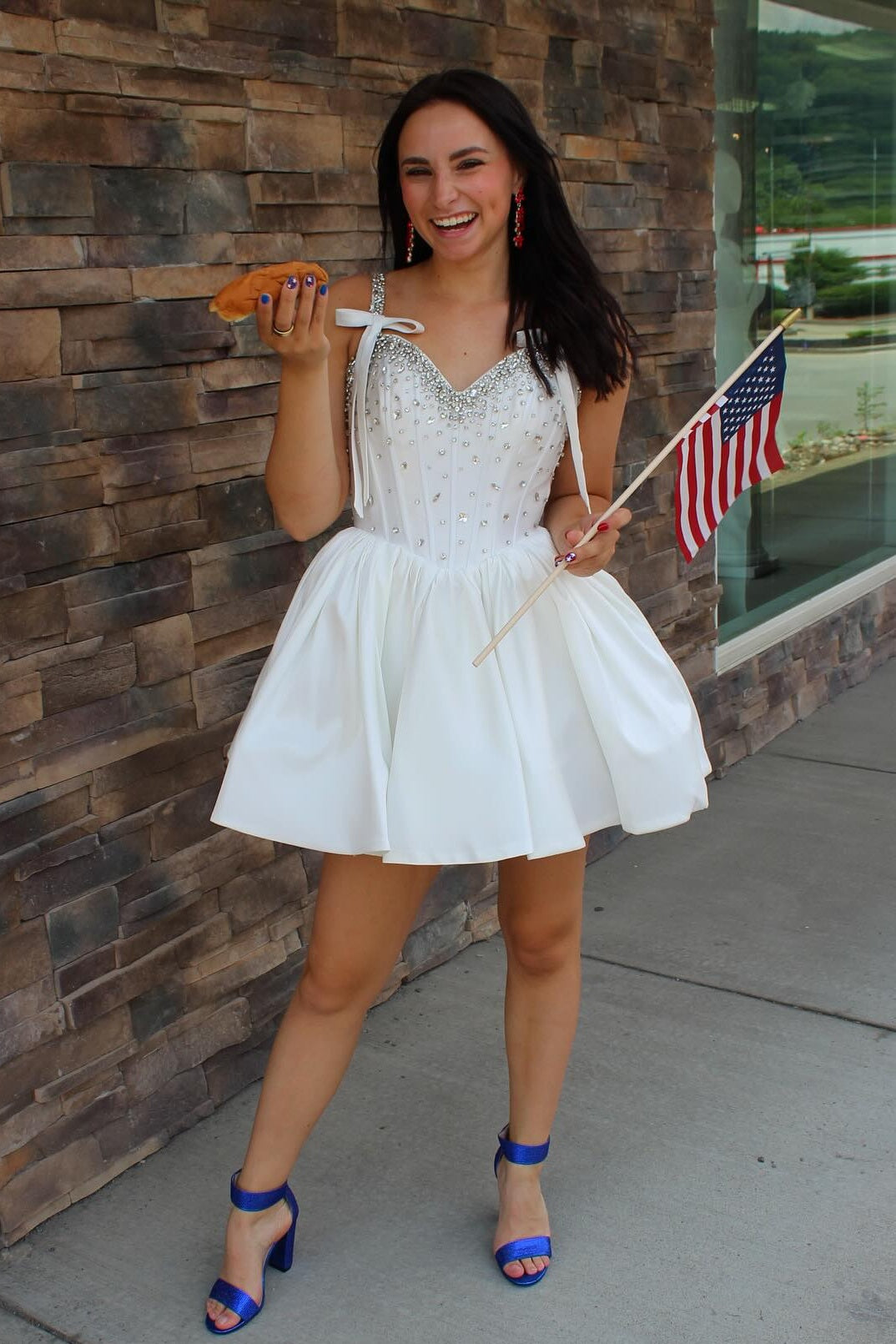 Unique Design A Line Spaghetti Straps Blue Short Homecoming Dress with Beading