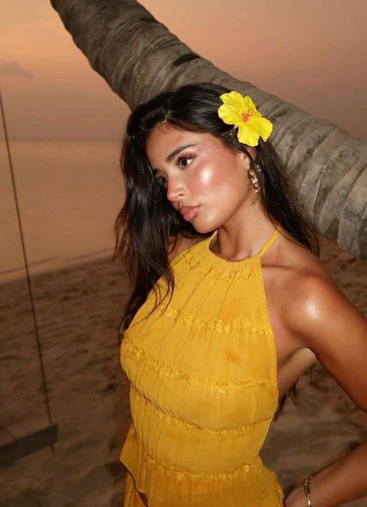 Sexy Halter Chiffon Backless Party Dress Orange Long Vacation Dresses Two Piece