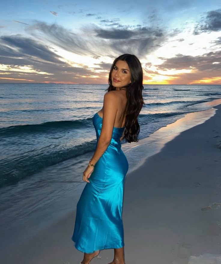 Simple Blue Strapless Satin Long Prom Dress,Sheath Party Evening Dress