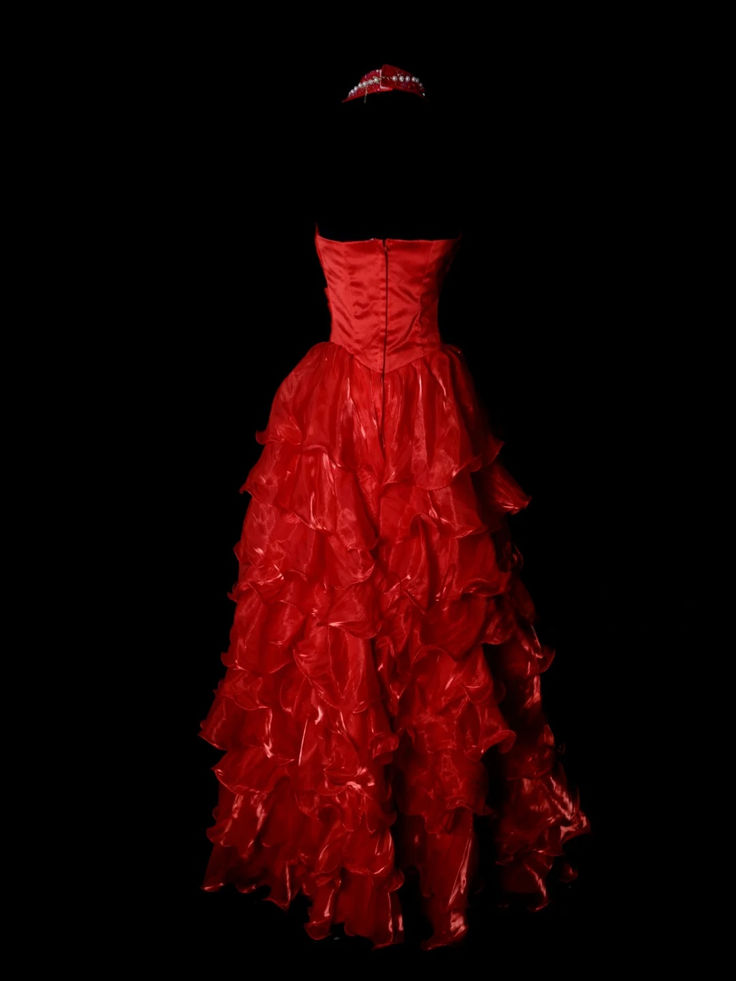 Gorgeous Red Halter V Neck Beaded Organza Pleated Layered Mermaid Long Evening Dress Prom Dress