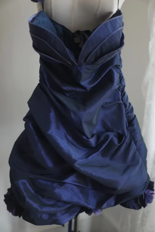 Vintage Sweetheart Royal Blue Taffeta Mini Formal 8th Grade Homecoming Dress Short Birthday Outfits