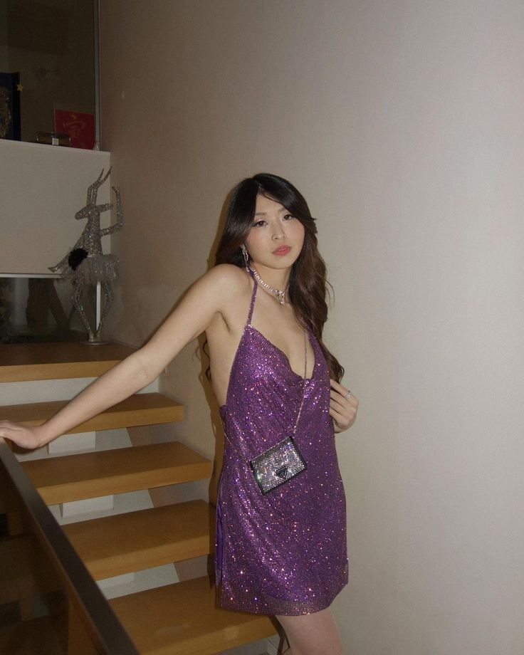 Sparkly Halter Sheath Sequin Homecoming Dress Purple Cocktail Dress