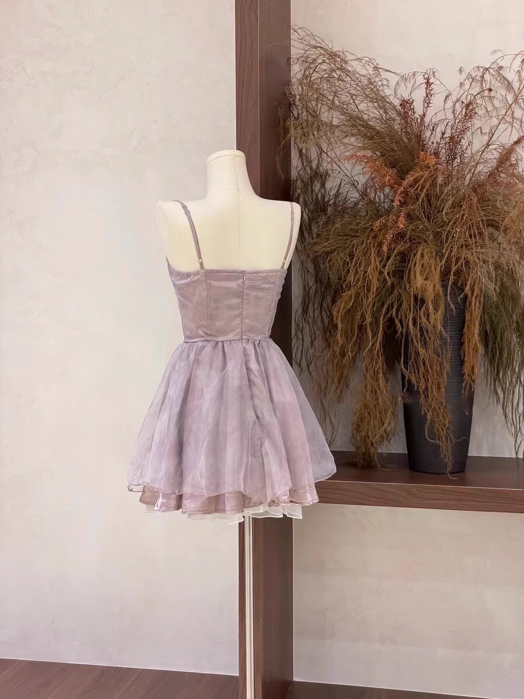 Purple Straps A Line Birthday Dress Short Holiday Dress