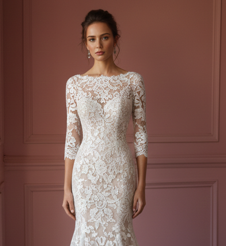 Vintage Boho Sleeve Wedding Dress Chiffon Beach Long Gown