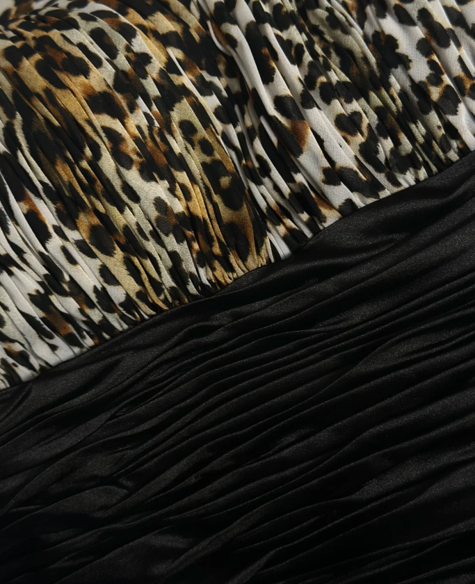 Vintage Leopard Chiffon Strapless A Line Cocktail Dress Homecoming Dress