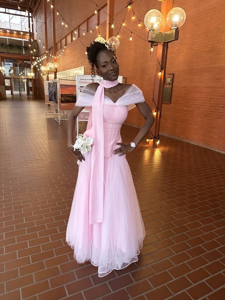 Sweet Off The Shoulder Pink Tulle Satin A Line Long Wedding Guest Dress Formal Bridesmaid Dress