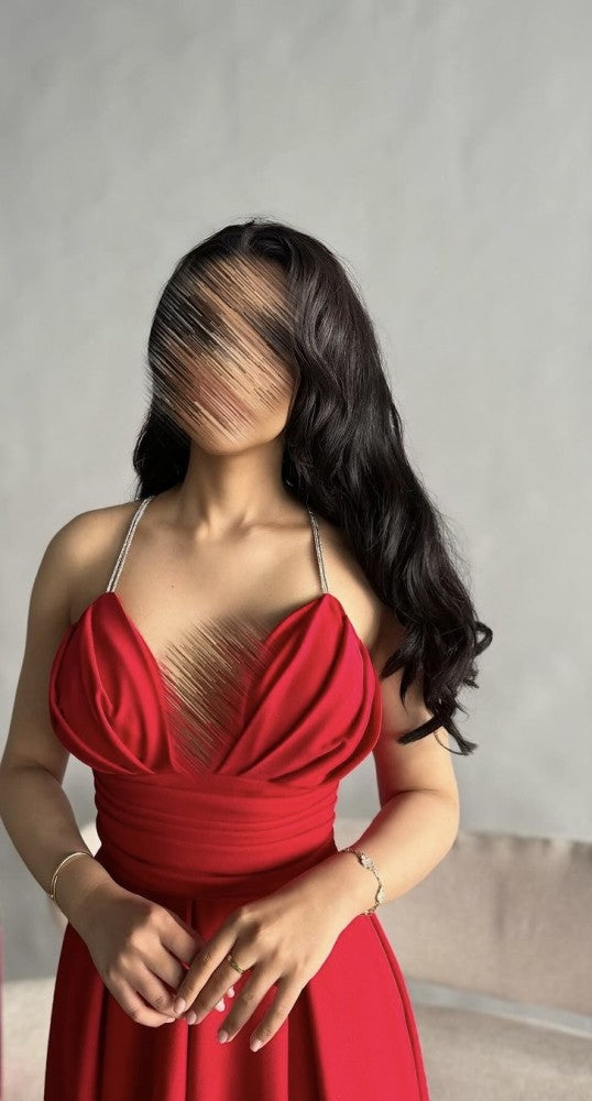Sexy A line Spagehtti Straps Red Knee Length Chiffon Homecoming Dresses Party Dress