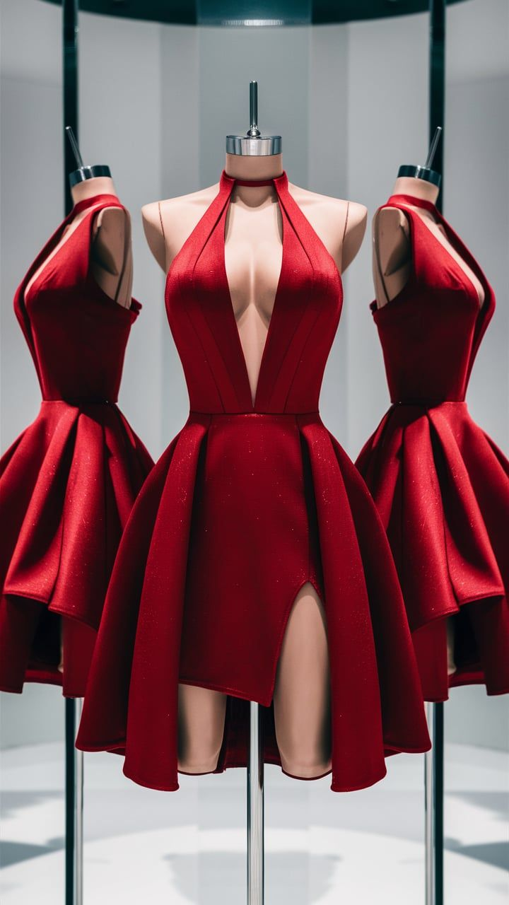 Sexy Red Deep V Sleeveless Short Cocktail Dress Formal 6th Grade Homecoming Dress
