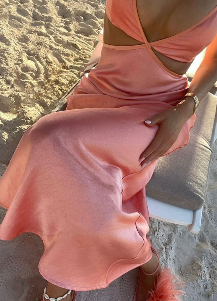 Simple Spaghetti Straps V Neck Satin Long Party Prom Dress
