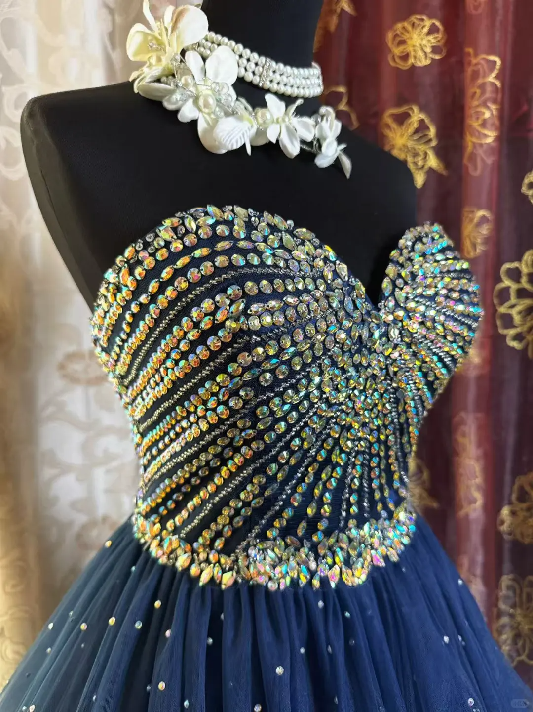 Sparkly Sweetheart Neck Blue Tulle Beaded A Line Short Prom Dress Formal Homecoming Dress