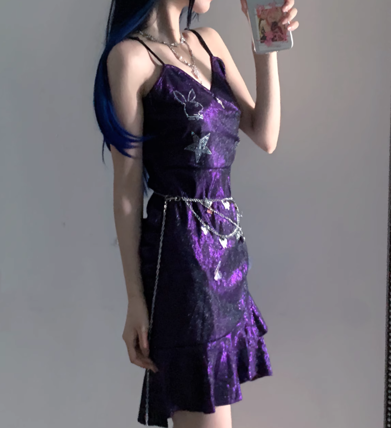 Sexy Purple Spaghetti Straps Short Ruffle Homecoming Dress Cocktail Dress