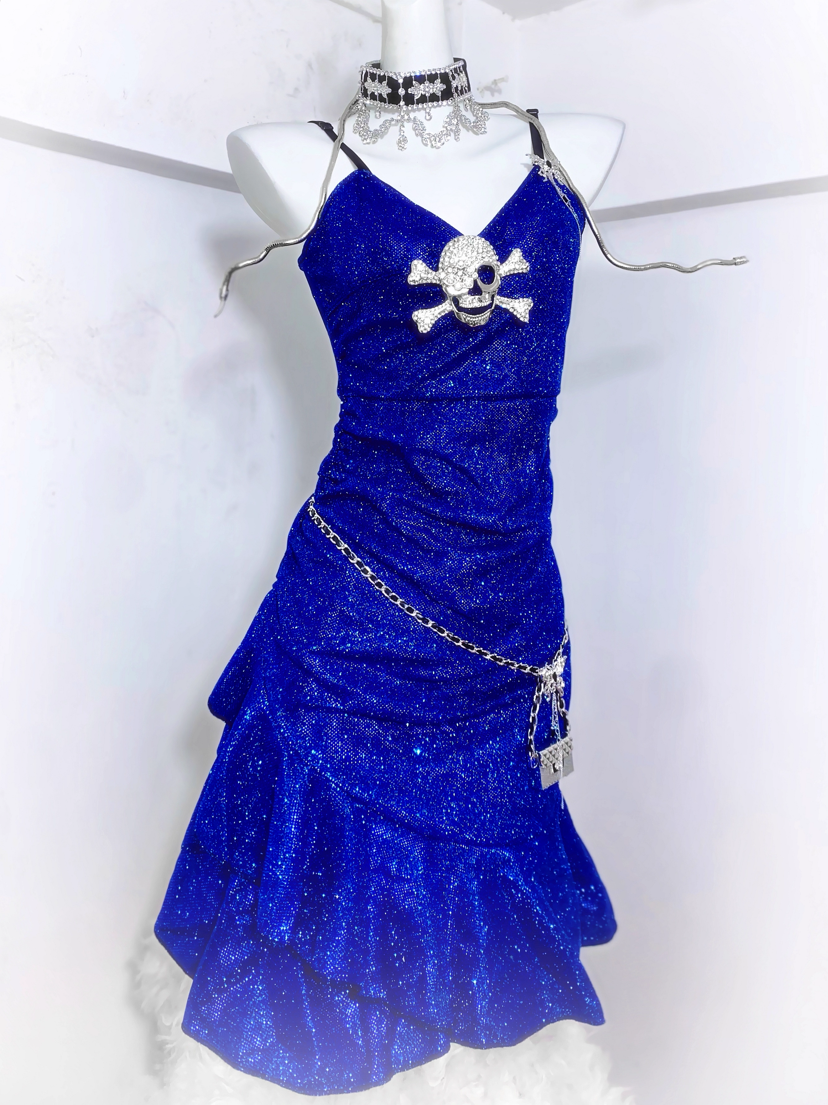 Charming Royal Blue Spaghetti Straps Ruffles Short Birthday Dress Homecoming Dress