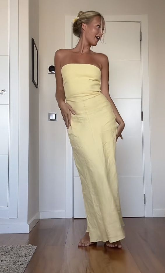 Strapless Prom Dress Yellow Evening Dress