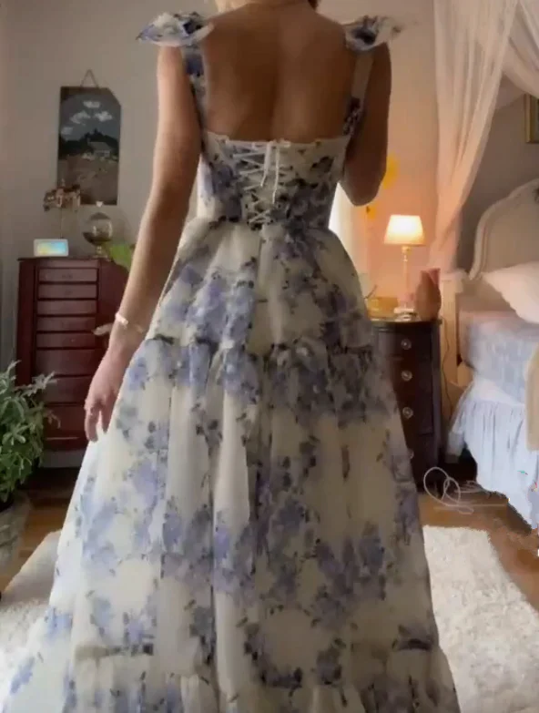 Modern A-line Straps Long Evening Prom Dresses, Custom Sweetheart Prom Dress