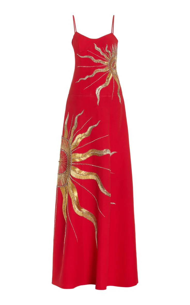 Gorgeous Red Satin Gold Sequins Prom EVening Dress,Formal Party Gown