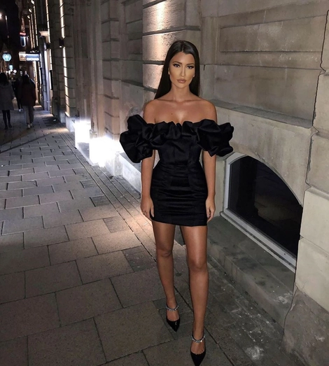 Ruffle Off Shoulder Club Dress Sexy Bodycon Black Summer Dress Elegant Party Dress